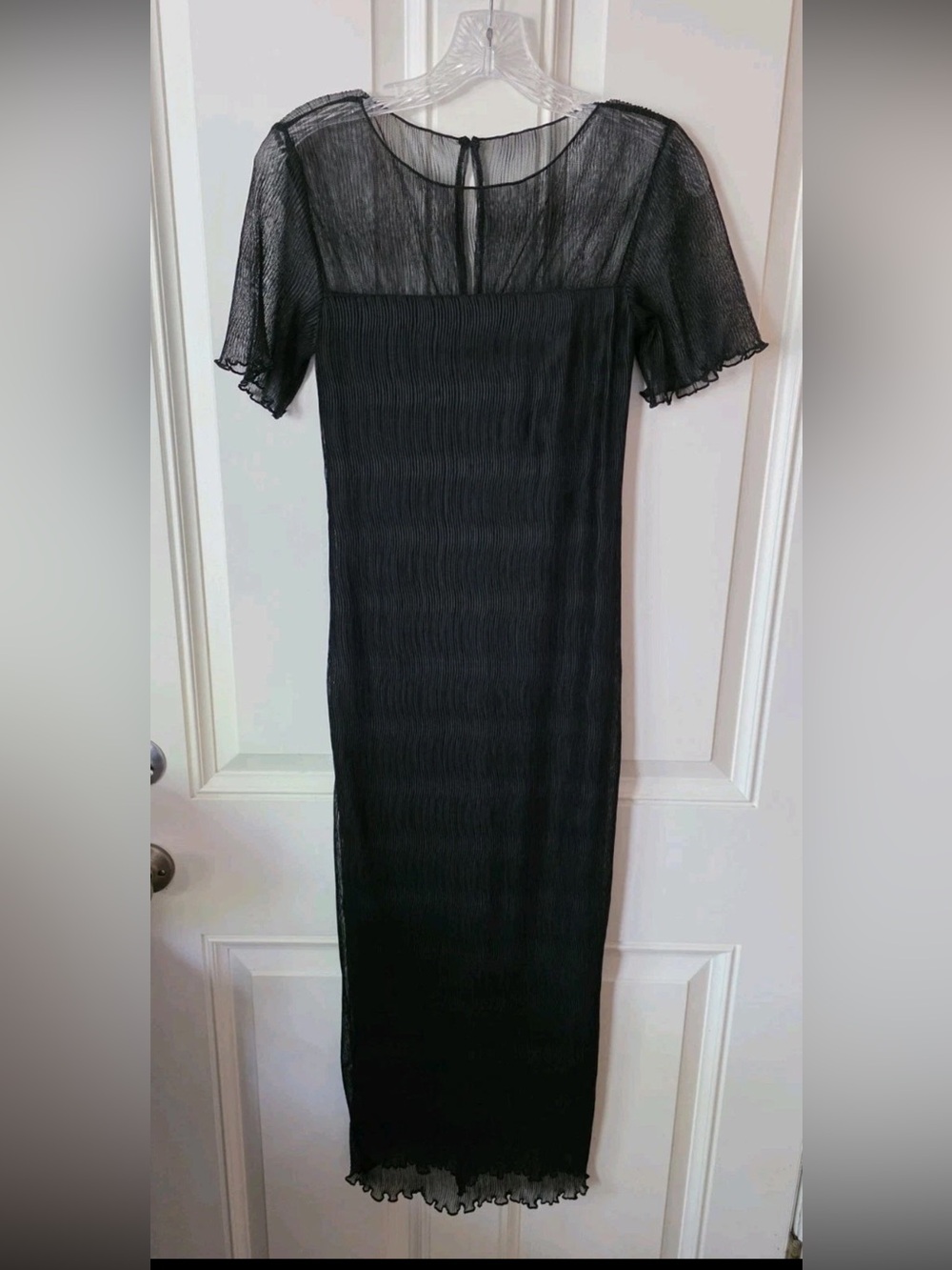 French Connection Black Sheer-Yoke Maxi Dress